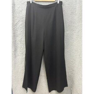 Wide Leg Black Dress Pants Lined Side Slits Elastic Back Sz 16 R&M Richards